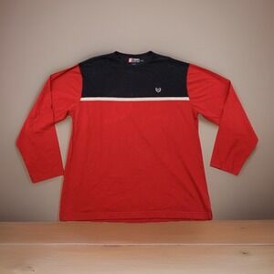 VTG Chaps Ralph Lauren Shirt Mens XL Navy‎ Blue Red White Color Block 90s USA